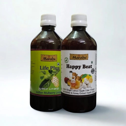 Marabu Happy Beat + Life Plus Combo - Natural Slim-fit Detox & Weight Management Juices | 1000 ml (500 ml x 2)