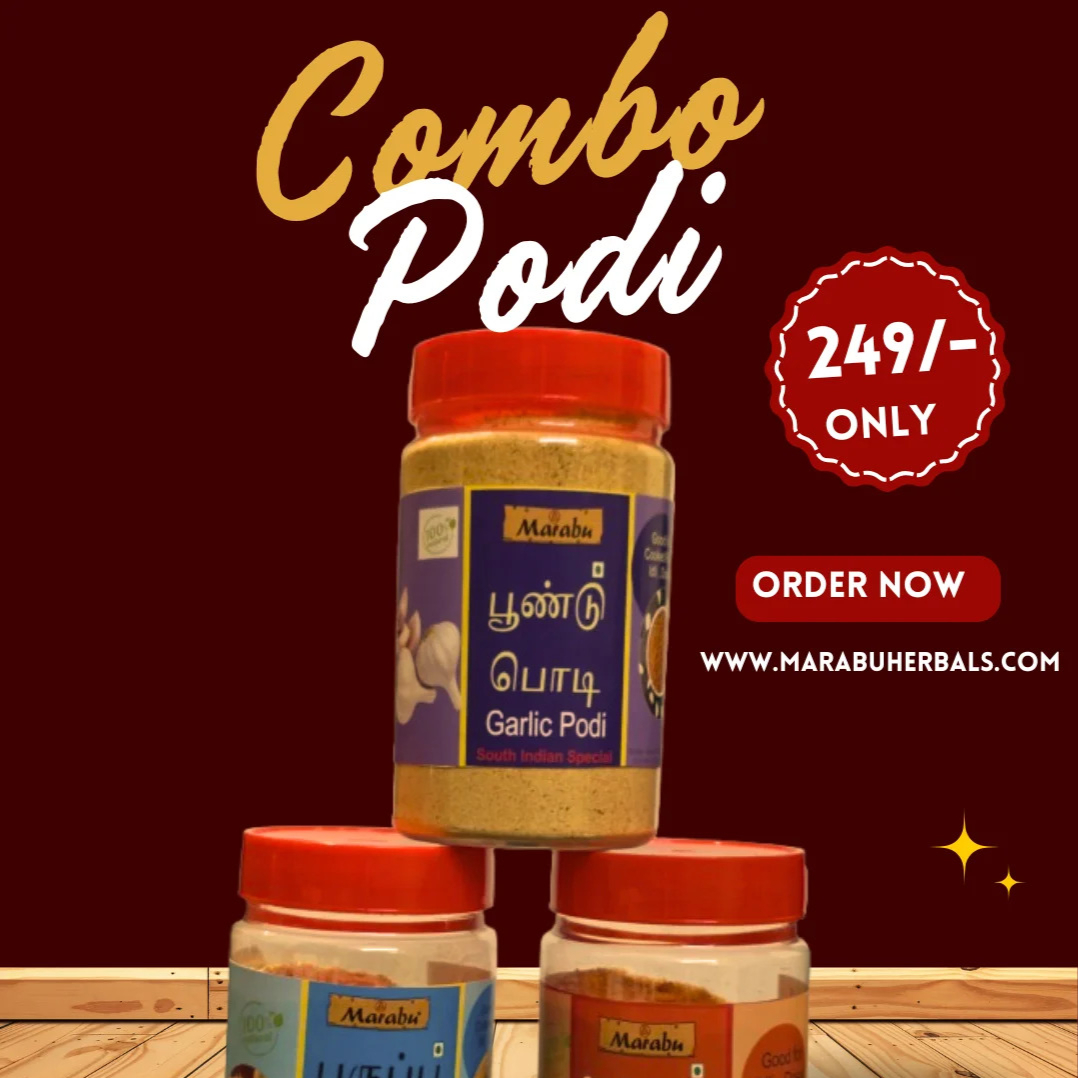 Idli Podi , Poondu Podi, Paruppu Podi Combo | Pack of 3