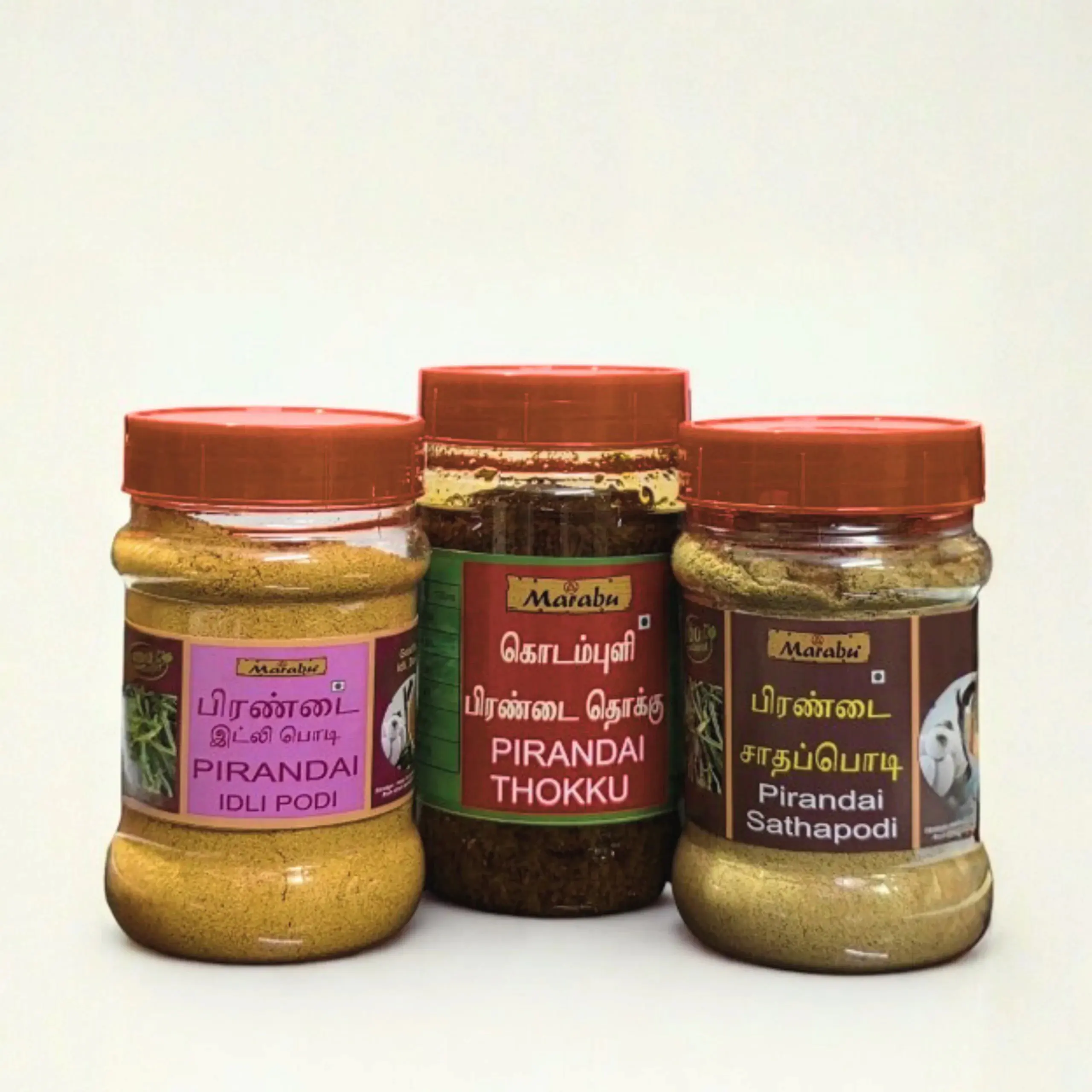 Marabu Combo Pack 3 Pirandai Thokku, Idli Podi & Satham Podi (Pack of 3)