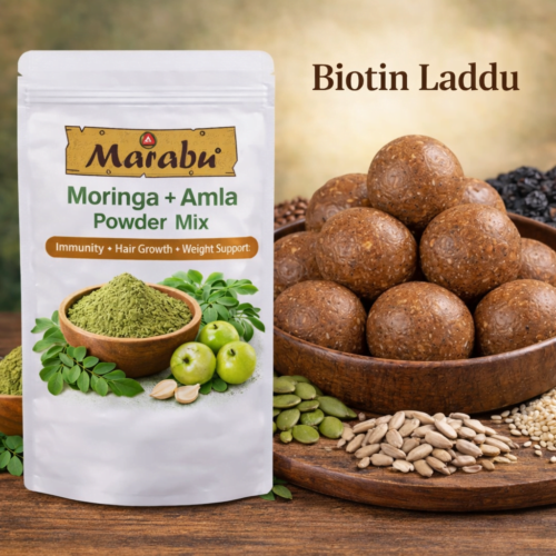 Biotin Laddu 250gm + Moringa Amla Powder 200gm Combo